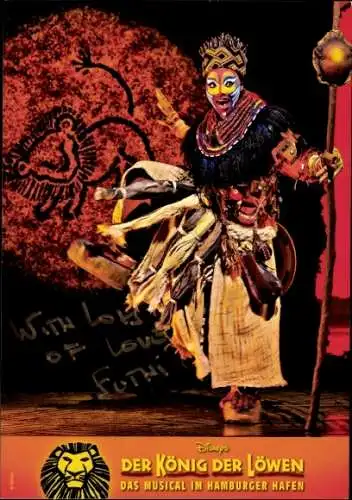 Ak Musicaldarstellerin Futhi Mhlongo, Portrait, König der Löwen, Autogramm