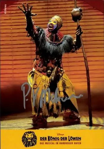 Ak Musicaldarstellerin Velile Mchunu, Portrait, König der Löwen, Autogramm