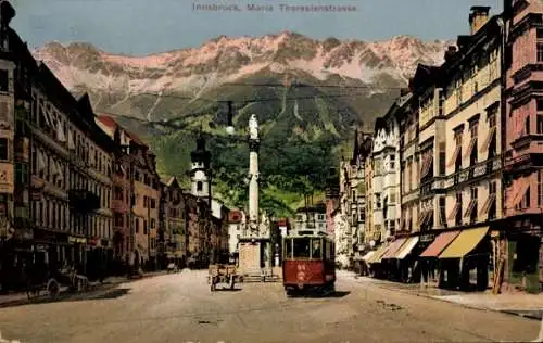 Ak Innsbruck Tirol, Maria Theresienstraße, Straßenbahn