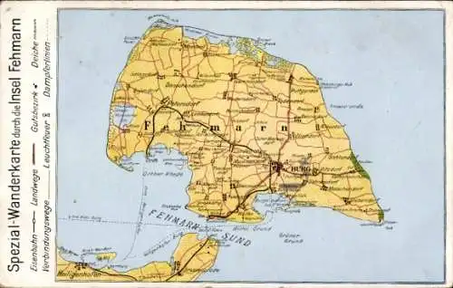 Landkarten Ak Insel Fehmarn, Fehmarn Sund, Burg