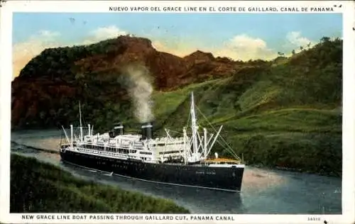 Ak Canal de Panamá Panama Canal Panamakanal, Schiff im Panama-Kanal, Gaillard Cut, Grace Line,...