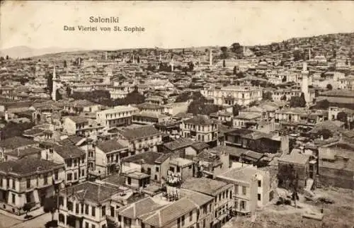 Ak Saloniki Thessaloniki Griechenland, Stadtansicht, Das Viertel von St. Sophie