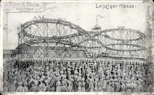 Ak Hugo Haase's Figur 8 Bahn, Achterbahn, Leipziger Messe