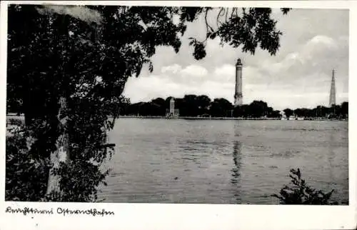 Ak Chorzelin Osternothafen Świnoujście Swinemünde Pommern, Blick zum Leuchtturm