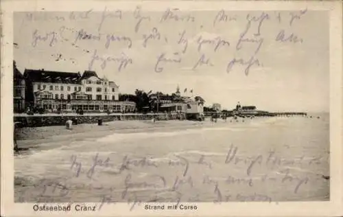 Ak Selenogradsk Ostseebad Cranz Ostpreußen, Strand mit Corso
