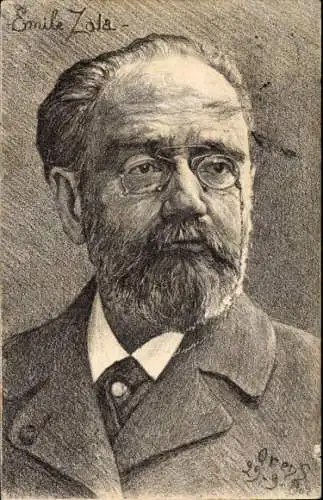Künstler Ak Orens, Schriftsteller Emile Zola, Portrait