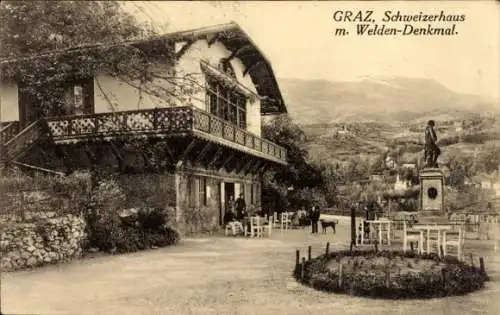 Ak Graz Steiermark, Schweizerhaus, Welden-Denkmal