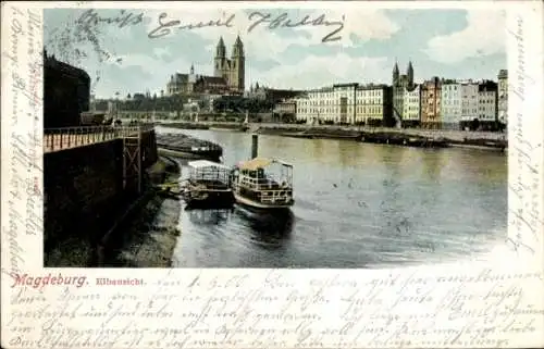 Ak Magdeburg an der Elbe, Elbansicht, Dom