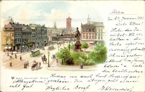 Litho Berlin Mitte, Alexanderplatz, Berolina, Taxameter, Straßenbahn