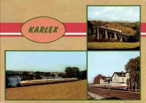 Ak Weischlitz im Vogtland, VT 175.0 als Ex Karlex an der Talsperre Pirk u. a. d. Syratalviadukt, Zug
