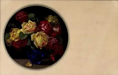 Ak Blumen, Rosen, Vase, Meissner & Buch 2281