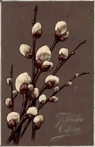 Ak Glückwunsch Ostern, Weidenkätzchen