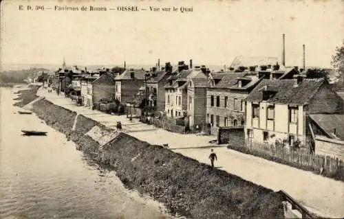 Ak Oissel Seine Maritime, Vue sur le Quai