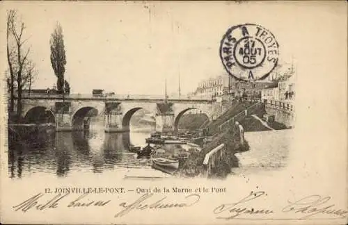 Ak Joinville le Pont Val de Marne, Quai de la Marne, Brücke