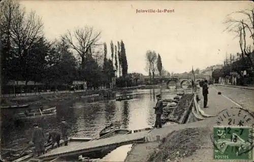 Ak Joinville le Pont Val de Marne, Kanal, Boote, Fluss, Brücke
