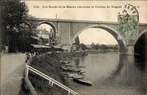 Ak Nogent sur Marne Val de Marne, Bords de la Marne, Viadukt