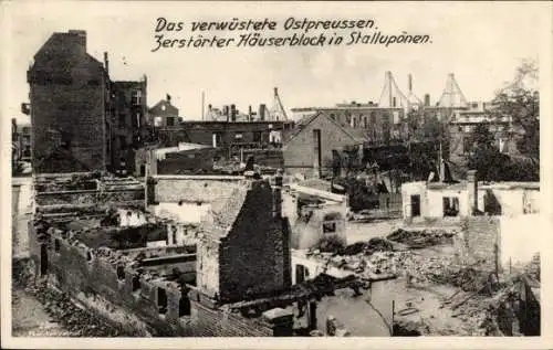 Ak Nesterow Stallupönen Ebenrode Ostpreußen, Zerstörte Häuser, Ruinen, Trümmer, Ostpreußen