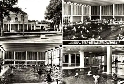 Ak Ostseebad Kühlungsborn, Ostseebad  FDGB-Meerwasserschwimmhalle, Schwimmbecken, Kinder im Wa...