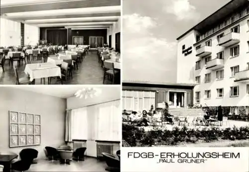 Ak Gersdorf (Kr. Hohenstein Ernstthal) Sachsen, FDGB-Erholungsheim Paul Gruner, Speisesaal, Wo...