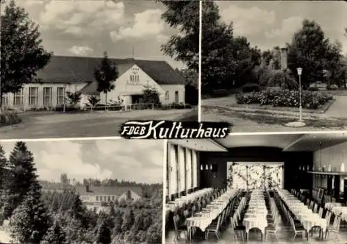 Ak Schmiedefeld am Rennsteig Suhl, Bahnhof Rennsteig, FDGB Kulturhaus, Gartenlandschaft, Innen...