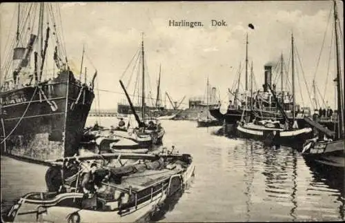 Ak Harlingen Friesland Niederlande, Hafen, Boote
