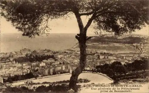 Ak Monte Carlo Monaco, Aussicht auf Monaco und Monte-Carlo, Beausoleil, Historische 