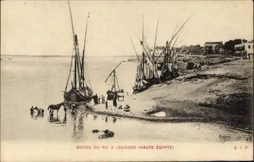 Ak Luxor Ägypten, an den Ufern des Nil