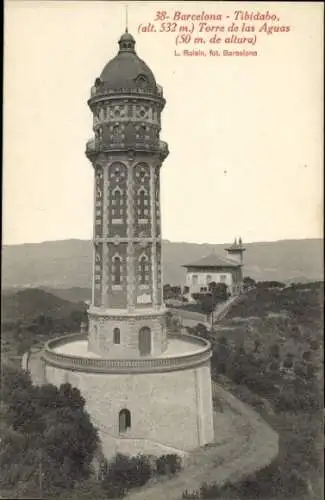 Ak Barcelona Katalonien Spanien, Tibidabo, Wasserturm