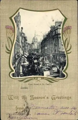 Passepartout Ak London City England, Fleet Street & St. Paul's