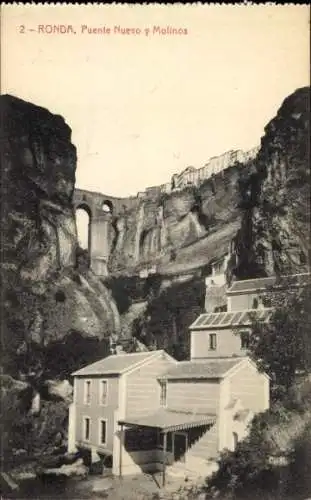 Ak Ronda Andalusien Spanien,  Puente Nuevo, Molinos