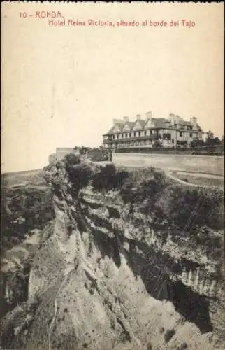 Ak Ronda Andalusien Spanien, Hotel Reina Victoria, klippene, Tajo, sepia-tonalem Bild,
