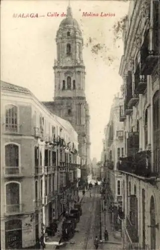 Ak Málaga Andalusien Spanien, Straße Calle de Molina Larios,  Architektur, Menschen auf der Straß