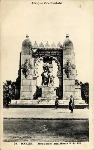Ak Dakar Senegal, Monument aux Morts 1914-1918, monumentale Architektur, Africana