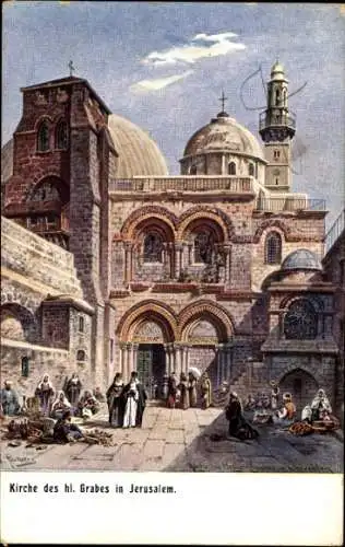Künstler Ak Perlberg, F., Jerusalem Israel, Kirche des heiligen Grabes