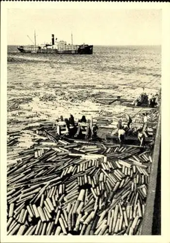 Ak Finnland, Papierholzladen von Poseidon Dampfern