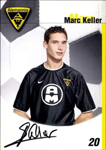 Autogrammkarte Fußballer Marc Keller, Alemannia Aachen, Autogramm
