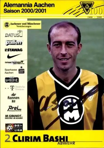 Autogrammkarte Fußballer Clirim Bashi, Alemannia Aachen, Autogramm