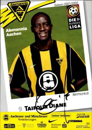 Autogrammkarte Fußballer Taifour Diane, Alemannia Aachen, Autogramm