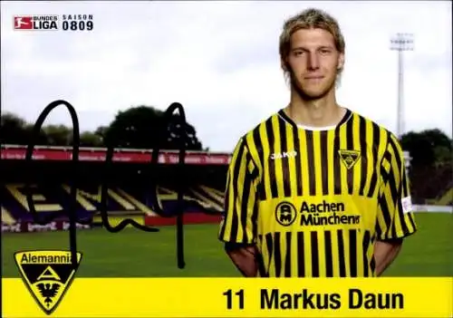 Autogrammkarte Fußballer Markus Daun, Alemannia Aachen, Autogramm