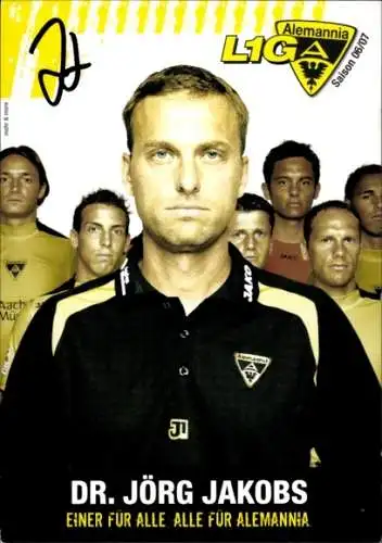 Autogrammkarte Co Trainer Dr. Jörg Jakobs, Alemannia Aachen, Autogramm