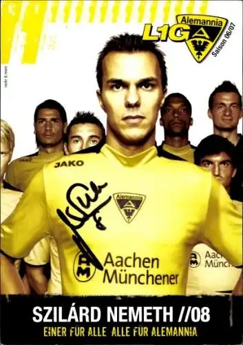 Autogrammkarte Fußballer Szilárd Nemeth, Alemannia Aachen, Autogramm