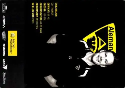 Autogrammkarte Co Trainer Erik Meijer, Alemannia Aachen, Autogramm