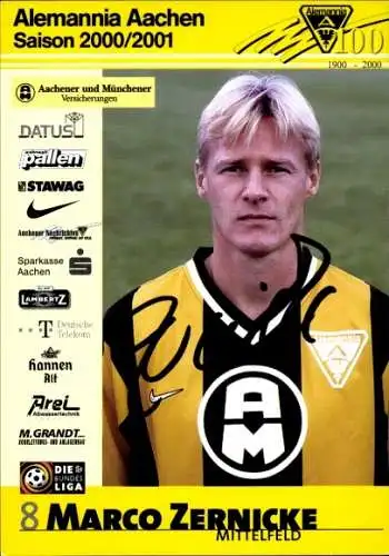 Autogrammkarte Fußballer Marco Zernicke, Alemannia Aachen, Autogramm