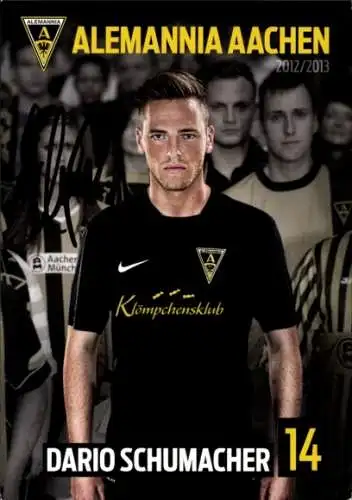 Autogrammkarte Fußballer Dario Schumacher, Alemannia Aachen, Autogramm