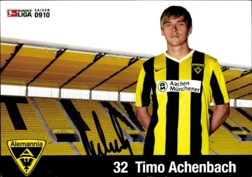 Autogrammkarte Fußballer Timo Achenbach, Alemannia Aachen, Autogramm