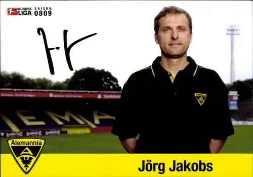 Autogrammkarte Co. Trainer Jörg Jakobs, Alemannia Aachen, Autogramm