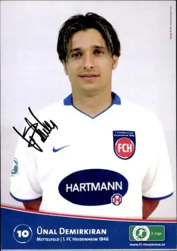 Autogrammkarte Fußballer Ünal Demirkiran, 1. FC Heidenheim 1846, Autogramm