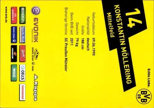 Autogrammkarte Konstantin Möllering, BVB 09, Autogramm