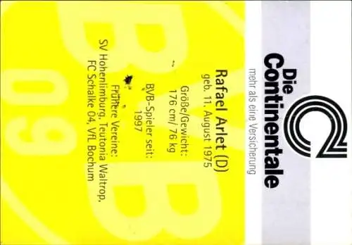 Autogrammkarte Fußballer Rafael Arlet, BVB 09, Autogramm