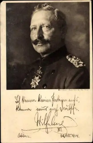 Ak Kaiser Wilhelm II., Ich kenne keine Parteien mehr, Zitat 1914